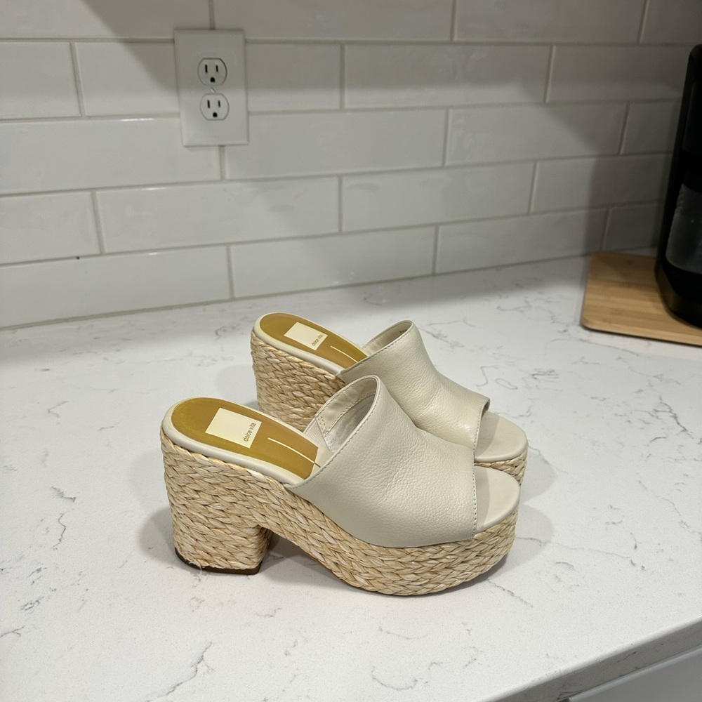 Dolce Vita Cream Espadrille Platform Mule Sandals